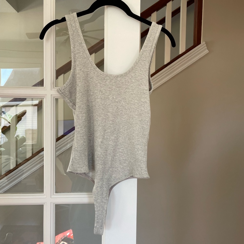 Grey ribbed bodysuit